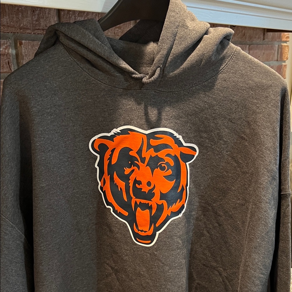 NFL Charcoal Hoodie with Vibrant Orange Chicago Bear Emblem